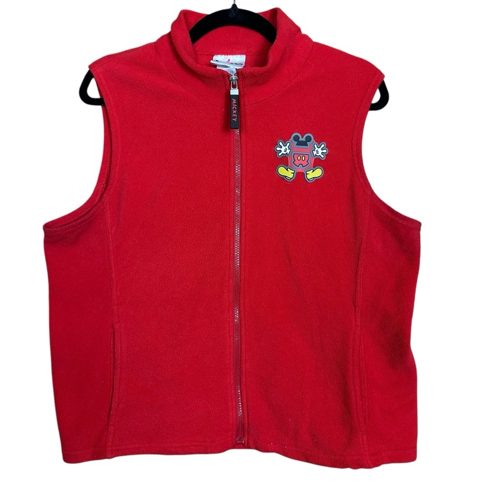 Walt Disney World Red Mickey Zip Up Fleece Polyester Vest Unisex XL